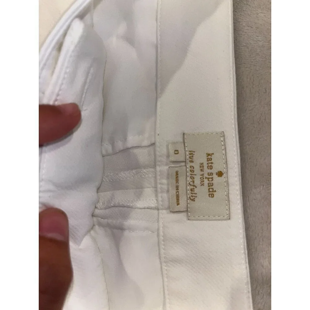Kate Spade High Waist Straight Leg Womens White Cotton Pants Size 0